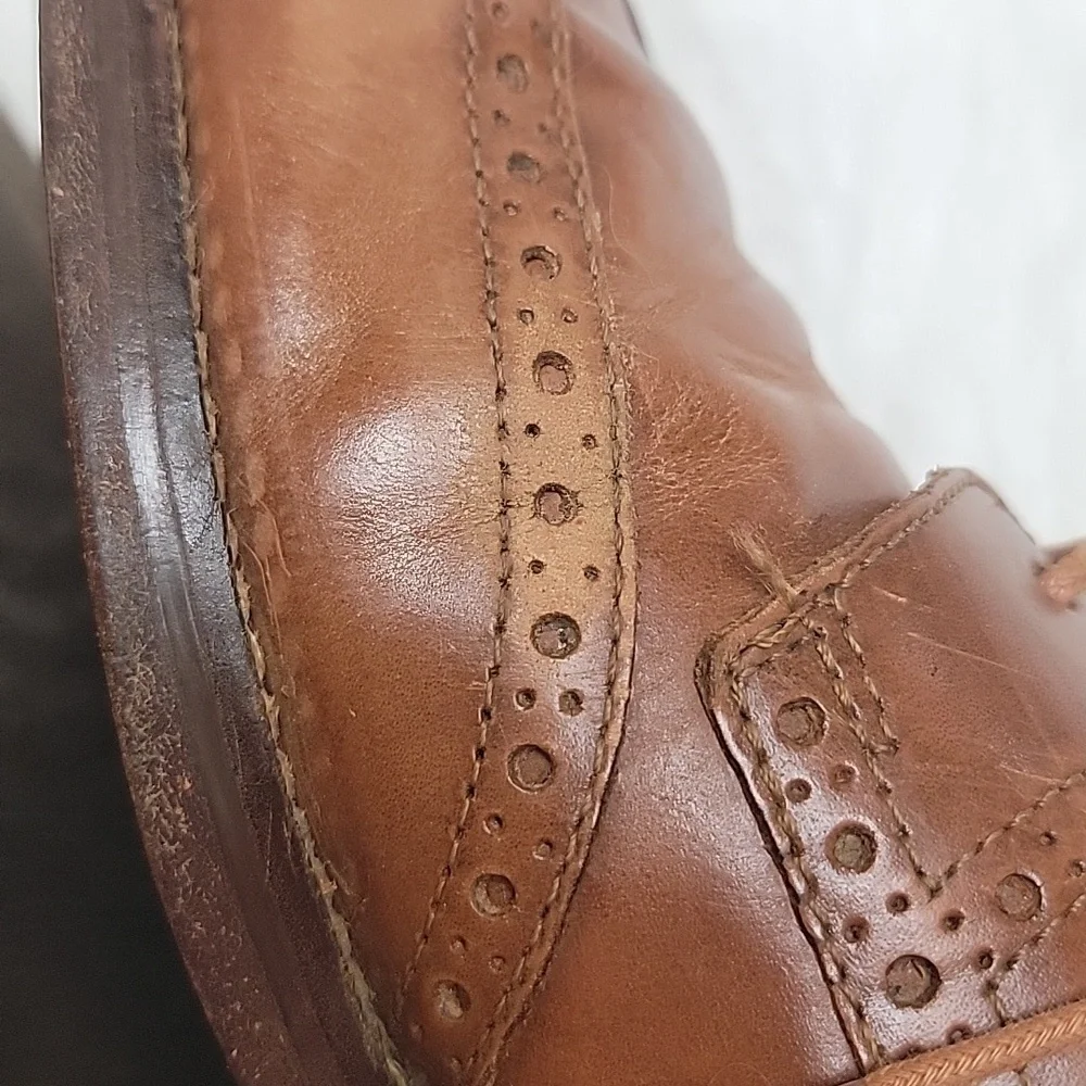 COLE HAAN Grand OS Madison Tan‎ Leather Wingtip Lace Up Oxford Dress Shoes 10